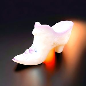 Vintage Fenton Satin Glass Hand Painted Signed Slipper